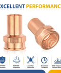One Hundred Pack Copper 1 Inch Street Adapter Fitting Press Connect To Npt Female Thread Connector for Hot and Cold Water Supply