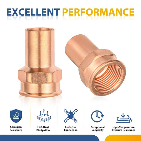 One Hundred Pack Copper 1 Inch Street Adapter Fitting Press Connect To Npt Female Thread Connector for Hot and Cold Water Supply