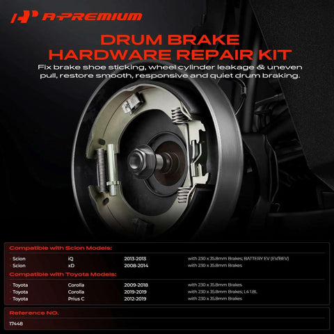 Fit For Rear Side Drum Brake Hardware Kit Set For Toyota Corolla And Scion XiQ With 230mm Rotors To Upgrade Your Brakes And Keep It Running Smooth Like A Charm. rear drum brake hardware kit, steel springs, 230mm