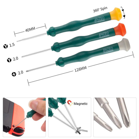 Pro Grade DIY Joy Con Repair Kit With Triwing Screwdriver Tweezers Pry Bar Suction Cup And Cleaning Brush For Switch Joystick Replacement Screen Pry Tools And Safe Interior Access.