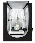 Dustproof Waterproof 3D Printer Enclosure With Oxford Cloth Tent and LED lighting, showing Creality printer and polar bear model inside.