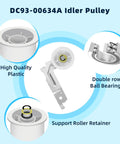 All In One Diy Ready Dryer Repair Kit With Roller Belt And Idler Pulley Replacement DC93-00634A features and materials