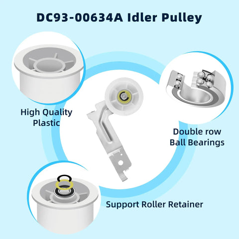 All In One Diy Ready Dryer Repair Kit With Roller Belt And Idler Pulley Replacement DC93-00634A features and materials