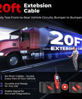 12-24V Car Circuit Tester Kit With Power Probe, Short and Open Finder, All in One Auto Electrical Diagnostic Tool for Voltage, Polarity, Continuity, Signal Circuit Diagnosis, Component Activation, and Bad Ground Checks. 20ft extension cable shown with truck test