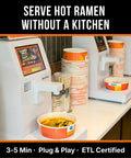 Commercial Self Serve Ramen Cooker For Quick Service with touchscreen panels in a convenience store setting.