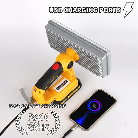 20V Max LED Flood Light For Dewalt Batteries, 40W Portable Work Light with USB charging and connected smartphone, battery not included