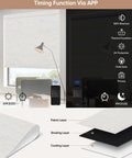 Premium Plug And Play Smart Motorized Blinds With Slick Remote App And Alexa Google Voice Control Total Blackout Rollers shown with layers and app features.