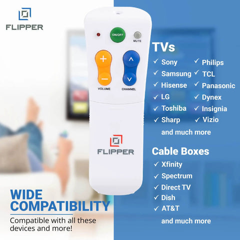 Senior Friendly Big Button Universal TV Remote For Dementia Caregivers, Simple 6 Button Layout, compatible with multiple devices