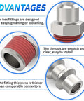 Close-up of Heavy Duty Industrial Air Plug Set for Air Compressors showing hex fitting design, smooth threads, and thick connectors.