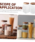 Two Pack Glass Storage Jars With Secure Airtight Lids For Coffee Beans And Dry Goods Keeps Your Stash Locked Down Tight, showing various uses for pantry items.
