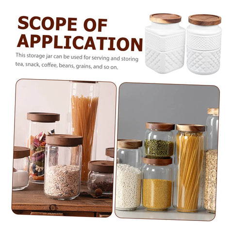 Two Pack Glass Storage Jars With Secure Airtight Lids For Coffee Beans And Dry Goods Keeps Your Stash Locked Down Tight, showing various uses for pantry items.