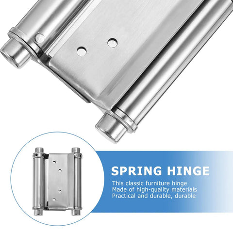 Double Action Spring Door Hinges 2 Pack Stainless Steel Heavy Duty Butt Hinges close-up view