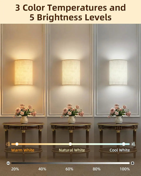 Battery Operated Wall Sconce Set Of Two With Remote And Usb C Rechargeable Power No Drill Setup That Is Totally Renter Friendly And Delivers Smooth Ambiance Vibes Without Having To Pay Cash For An Electrician showcasing 3 color temperatures and ambient lighting options.