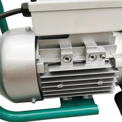 Close-up of Portable Electric Beveling Machine Rolls In Easy To Bang Out Clean 30 To 60 Degree Plate Edges With Rugged Cast Iron Rollers Built Tough motor.