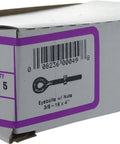 Box labeled 39-F with barcode, containing Five Piece Zinc Eye Bolts With Nuts For Hanging And Tie Downs Steel Eye Bolts