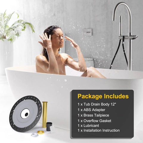 Freestanding Tub Drain Rough In Kit With 12 Inch Flange Base No Fuss Easy Install for Free Standing Tubs ABS And Brass Pipe CUPC