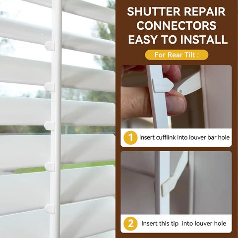 Vinyl Shutter Repair Clips Kit 10 Pack For Rear Tilt Window Shutters Replacement Connectors And Cufflinks installation diagram