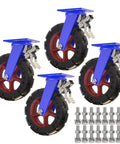 Heavy Duty Rubber Caster Wheels Set Of Four Built Tough With Reliable Brakes and Rock Solid Design for Carts Dollies and Workbenches.
