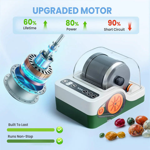 Ultra Quiet Rock Tumbler Kit With Noise Reduction Enclosure For Indoor Use Rock Polisher With Three Speed Motor And Nine Day Timer