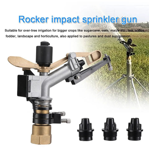 Heavy Duty Aluminum Alloy 1 Inch Thread Rotary Sprinkler For Lawn And Garden Irrigation 360 Degree Coverage With Adjustable Nozzle