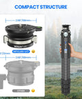 Leveling Head Tripod Base for Camera Leveler Aluminum Alloy With One Quarter To Three Eighths Inch Screws shown with compact structure