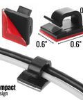Stick On Cable Clips 30 Pack Black Adhesive Cord Organizer for Desk and Office Use, size 0.6x0.6 inches, black plastic