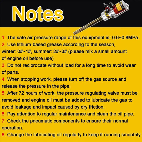 Pneumatic Grease Pump 50 To 1 Ratio Air Operated Grease Gun notes and maintenance tips for farm and industrial equipment.