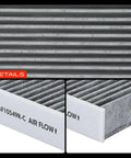 Close-up of activated carbon cabin air filter texture and edges, model CAF10549R-C, for Honda Fit Scion FRS Subaru BRZ WRX Toyota 86 2007-2023.