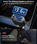 Dashboard showing Upgraded Retractable Car Charger 4 In 1 Fast USB C and Apple Car Adapter with battery voltage display.