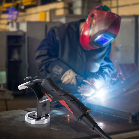 MIG Welding Torch Holder With Magnetic Base For Secure Hands Free Torch Positioning On MIG Gun, Heavy Duty Magnetic Stand for workshop benches.