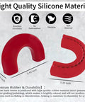 Red Tow Hook Cover for 2015-2026 Chevy Colorado Trail Boss and 2015-2022 GMC Canyon, showing size and material details