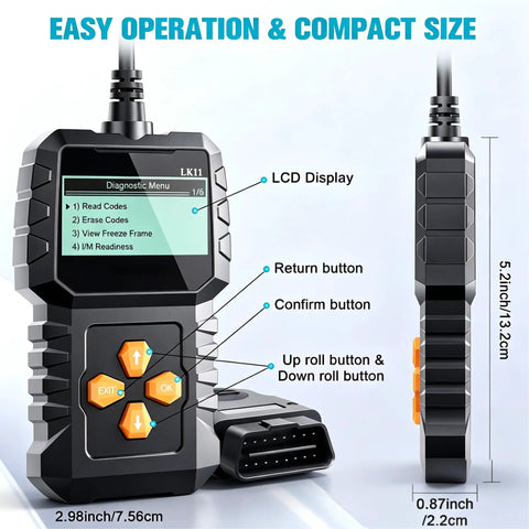 Plug And Play OBD2 Diagnostic Tool For Cars 1996 And Newer With Clear Code Readouts Engine Error Reset Professional Code Reader