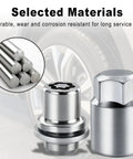 Heavy Duty M12x1.5 Wheel Lock Nuts Key Set For Toyota Rides Chrome Steel anti-theft lug nuts showcasing durable materials and design.
