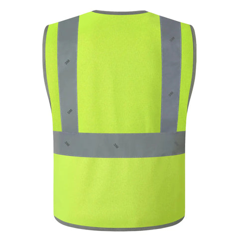 Top Shelf Kids Construction Vest Built Different For Street Ready Safety Featuring Heavy Duty 3M Reflective Strips Hitting Every Ansi Rule In Bold Yellow Polyester Keeps Your Little Crew Safe And Cool Daily - back view