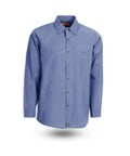 Top Shelf Mens Long Sleeve Industrial Work Shirt In Deep Gulf Blue Crafted From A Heavy Duty Poly Cotton Poplin Blend Built Tough For The Daily Grind While Keeping You Cool And Ready For Action, front view.