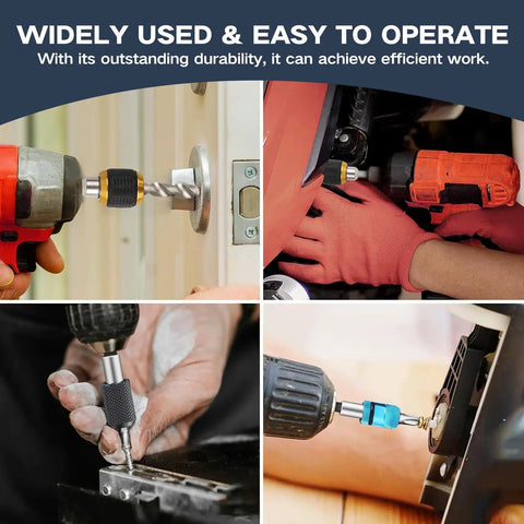 Hella Solid Six Piece Magnetic Hex Shaft Quick Change Adapter For Power Drills Heavy Duty Quarter Inch Socket Converter in use.