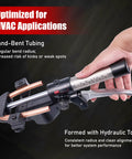 Rgvoc Hydraulic Tubing Bender Kit For 1/4 To 7/8 Inch Copper And Brass Pipe With 180 Degree Bend Tool showing precise bending process.