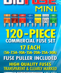 Premium Mini Apm Atm Automotive Fuse Assortment Glove Box Set With 119 Mini Blade Fuses Plus Heavy Duty Fuse Puller Tool Color Coded Heat Resistant Nylon For Your Daily Driver And Road Trip Gear image showing assorted mini fuses with ratings.