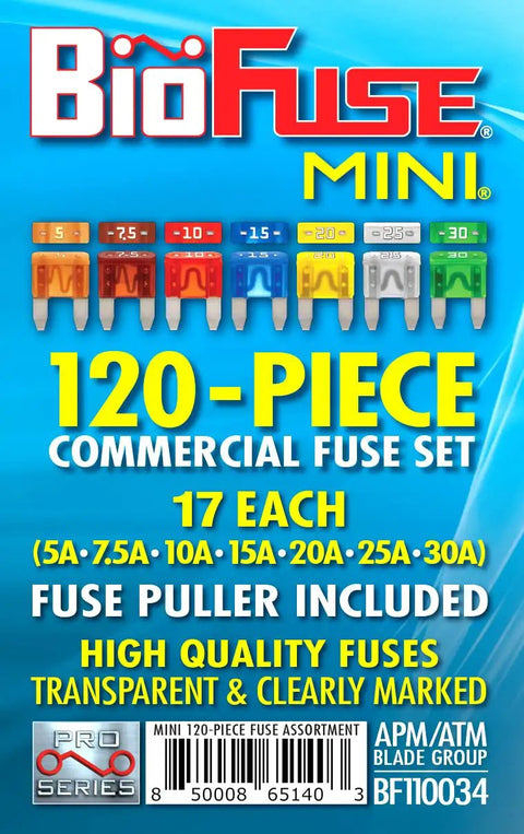 Premium Mini Apm Atm Automotive Fuse Assortment Glove Box Set With 119 Mini Blade Fuses Plus Heavy Duty Fuse Puller Tool Color Coded Heat Resistant Nylon For Your Daily Driver And Road Trip Gear image showing assorted mini fuses with ratings.