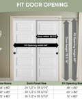 48x80 In 5 Panel Bypass Sliding Closet Door Kit With White Primed Slabs, Bypass Track Hardware Included, Paintable And Lightweight