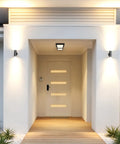 9 Inch Black LED Outdoor Ceiling Light With Frosted Lens, 3000K Warm White, 1000 Lumens, Wet Rated on porch ceiling