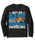 Synchronous Paddling Dragon Boat Team Long Sleeve Tee For Paddlers And Supporters, black with paddles and dragon graphic