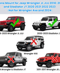 Jeep models compatible with Rugged Aluminum Phone Mount For Jeep Wrangler JL JLU 2018 Through 2023 And Gladiator JT 2020 Through 2023