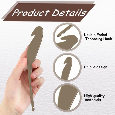Hand holding a double-ended threading hook from the Three Pack Double Ended Threading Hooks For Loom Knitting And DIY Craft Lovers Lightweight Plastic Tool Set For Sweaters Scarves Tapestry And Knitted Projects, showcasing unique design and high-quality material.