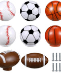 Eight Pcs Sports Ball Dresser Knobs For Kids Baseball Basketball Football Soccer Drawer Pulls With Screws Cabinet Handles For Nursery Decor Kid Friendly Classic Style, 8 plastic knobs