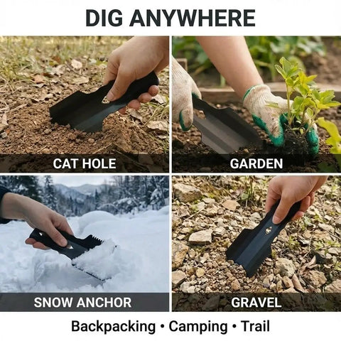 Ultralight Backpacking Trowel Shovel For Hiking And Camping, 0.92 oz Aluminum Leave No Trace Cat Hole Digging Tool in various terrains