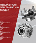 Two Piece Front Wheel Bearing Hub Assembly Direct Fit For JX35 2013 Maxima 2009 2019 Murano 2009 2018 Altima 2007 2018 Pathfinder 2013 2019 QX60 2014 2019 Part 513296 Compatible OEM Quality Replacement 4-bolt hub close-up view