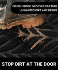 All Season Front Door Mat Outdoor Indoor 29.5x17 Waterproof Doormat Non Slip Entrance Rug with dirt caught by grooves.