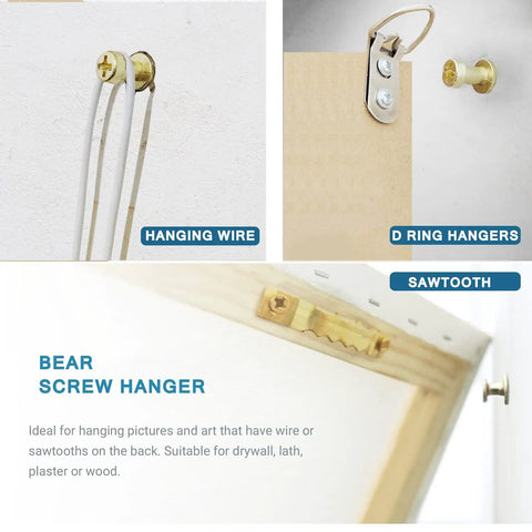 Heavy Duty Hanging Screws For Picture Hangers 4 In 1 D Rings Sawtooth Wire And Keyhole Mounts Gold Finish 25 Pack