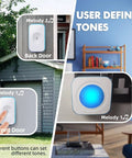 Wireless Doorbell For Home With Hearing Impaired Friendly Design 2 Buttons And 3 Receivers Bright Flashing Light in use